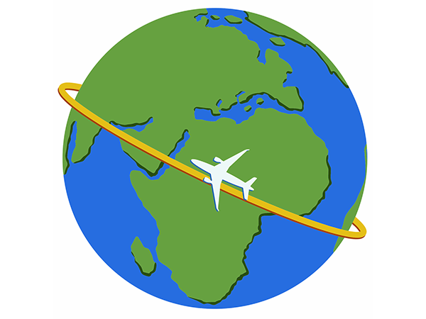 plane circling globe